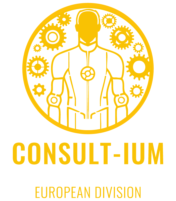 Consult-ium yellow and white logo for welding consultancy UK